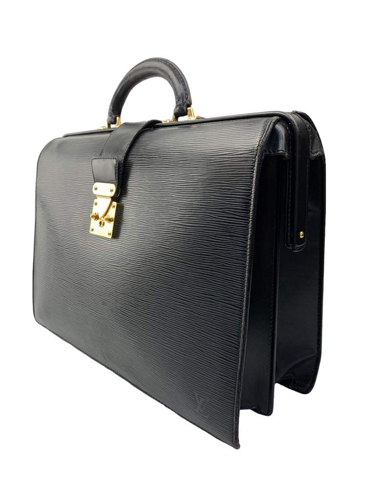 Louis Vuitton Black Epi Leather Serviette Fermoir Briefcase Louis Vuitton