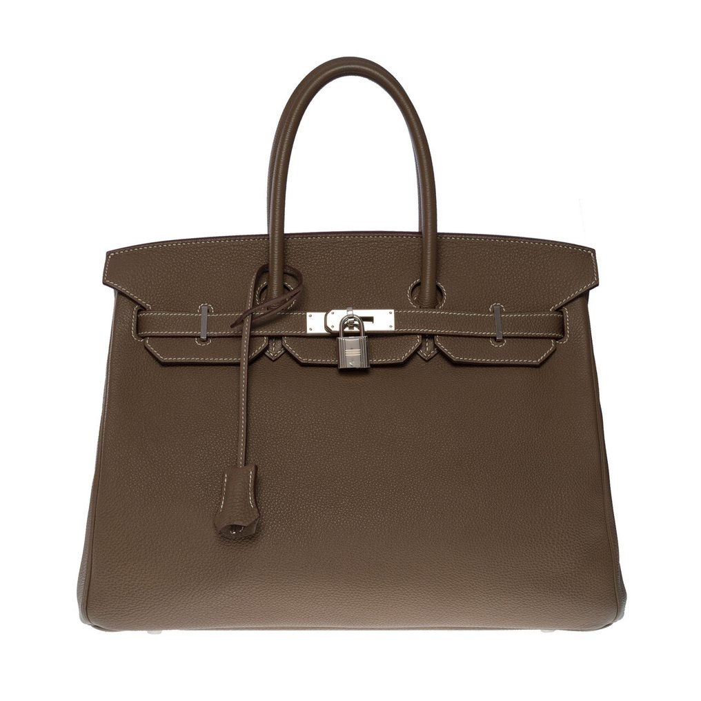 hermes birkin 35 (stamp square q) etoupe togo leather palladium