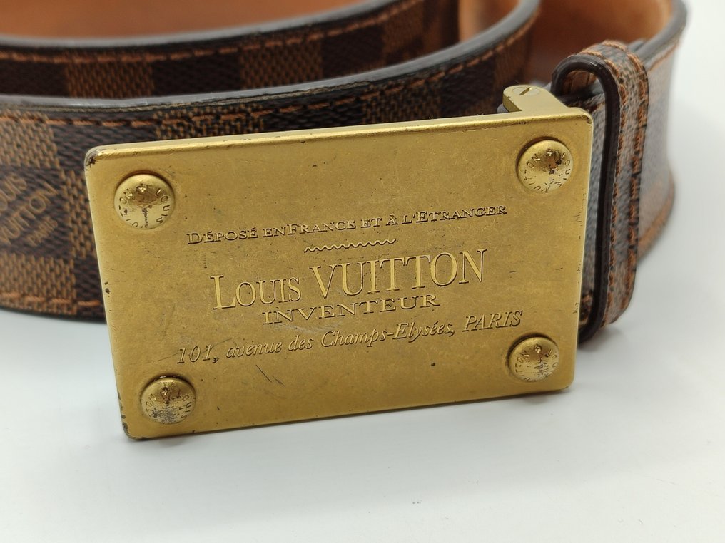 90s Authentic Vintage Buckle Belt Louis Vuitton Inventeur/gold 