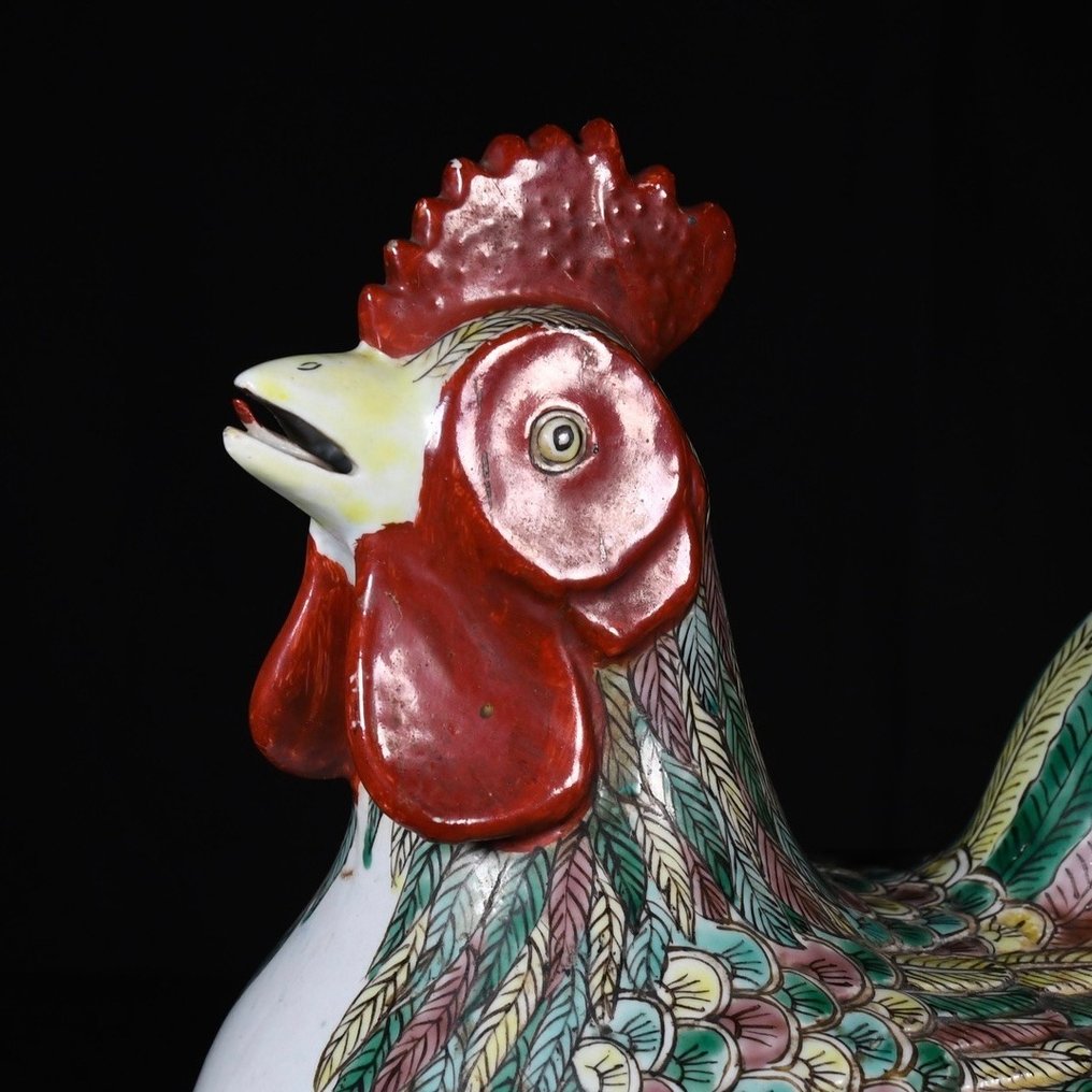 Roostershaped terrine with Famille Verte enamels Porcelain China