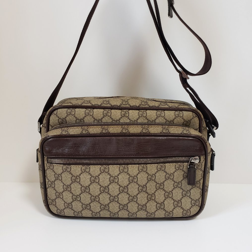 Gucci Leather-Trimmed GG Canvas Cross-Body Bag
