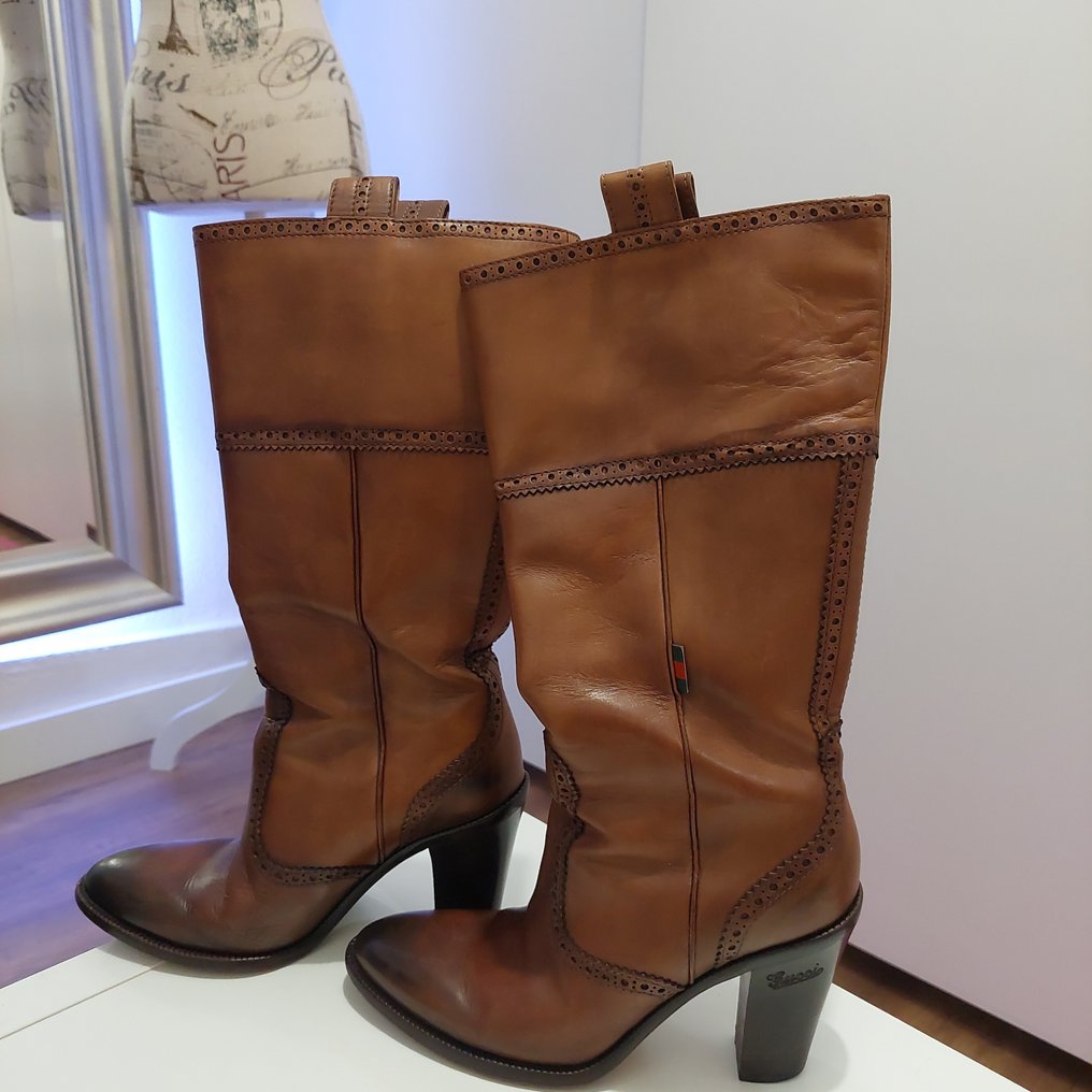 Gucci, Shoes, Gucci Size 8 Brown Leather Boots