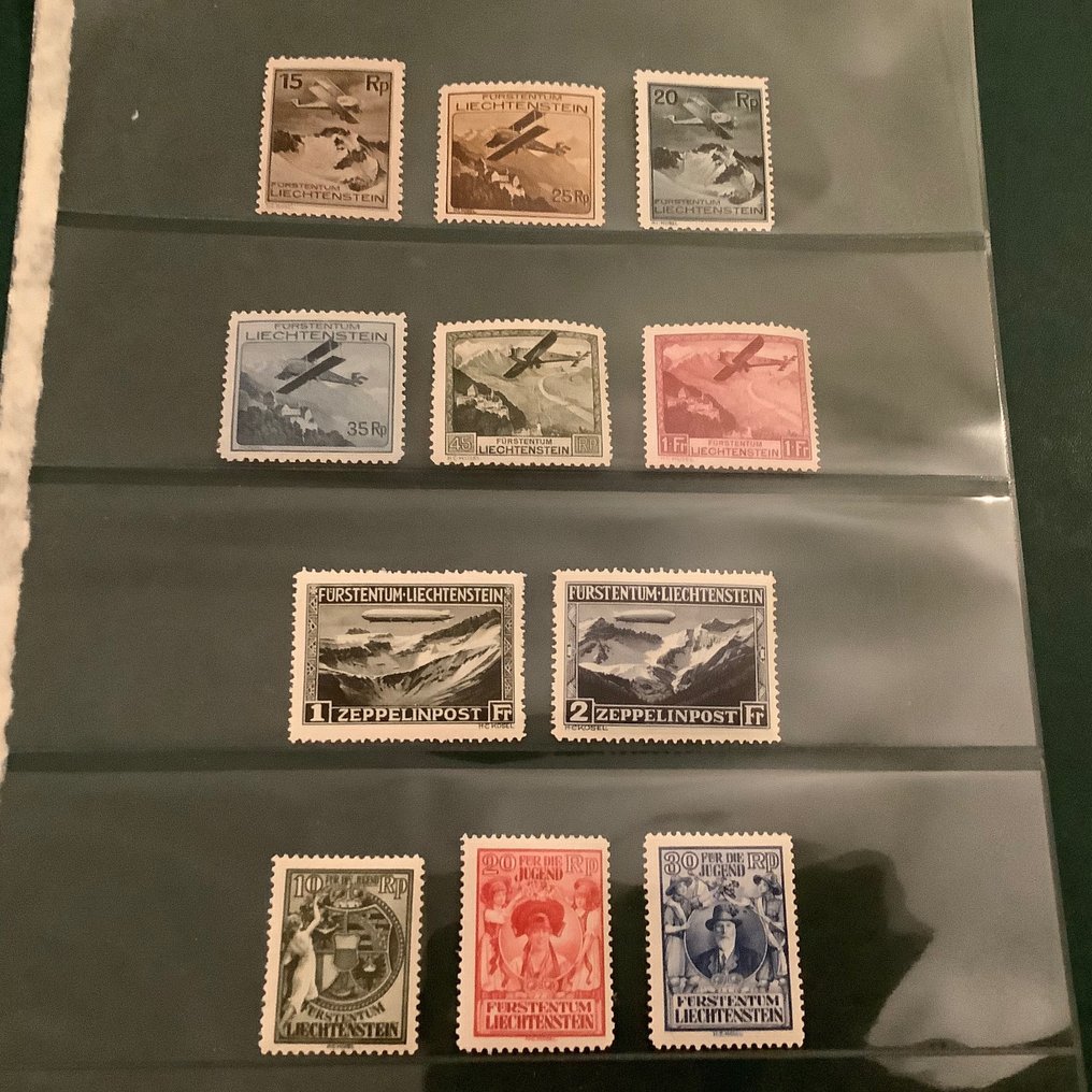 Liechtenstein 1930/1932 Drei Bände mit Flügen über Landschaften und
