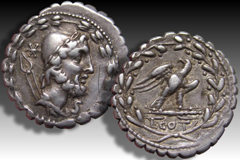 República Romana L Aurelius Cotta 105 BC Denarius Rome mint