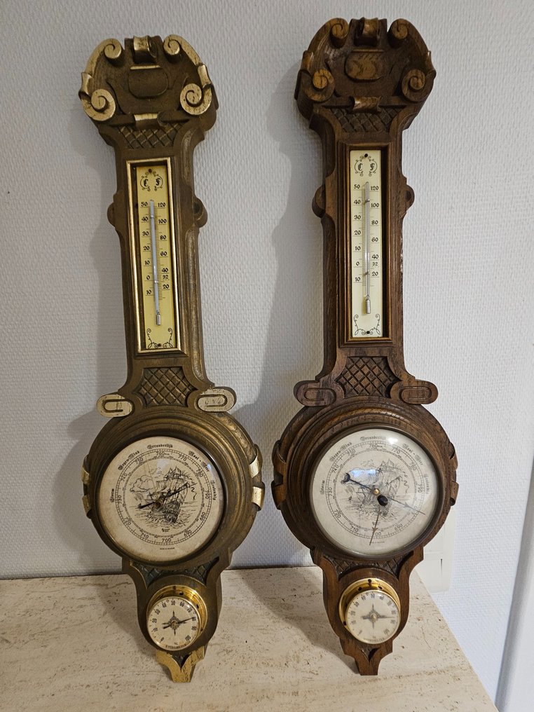 LargeArmand Pien thermo Hygro Barometer Barometer (2) Solid wood