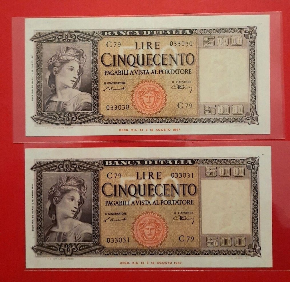 Italy 2 X 500 Lire 1947 Gigante BI 39A Consecutive Catawiki italy-2-x-500-lire-1947-gigante-bi-39a-consecutive-catawiki