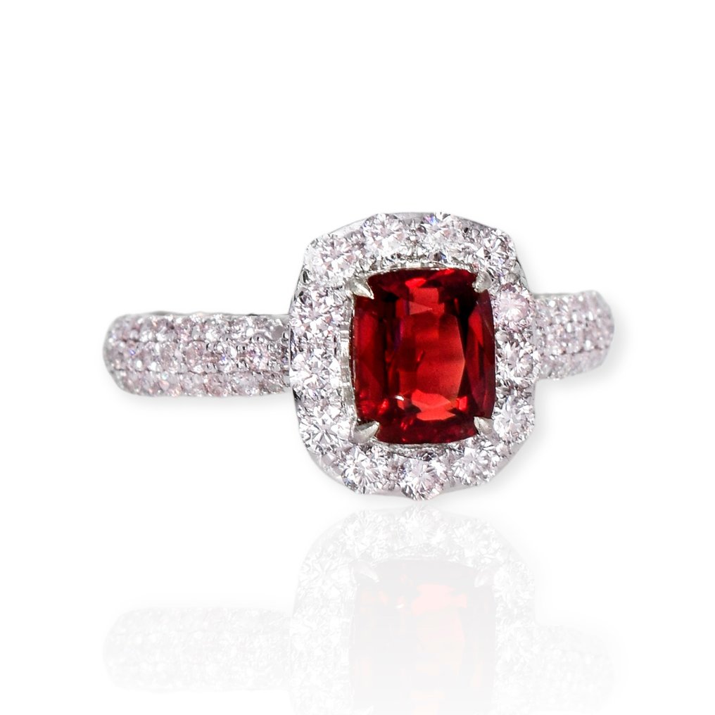 No Reserve- IGI 1.23 ct Natural Unheated Intense Red Spinel and 0.70 ct ...