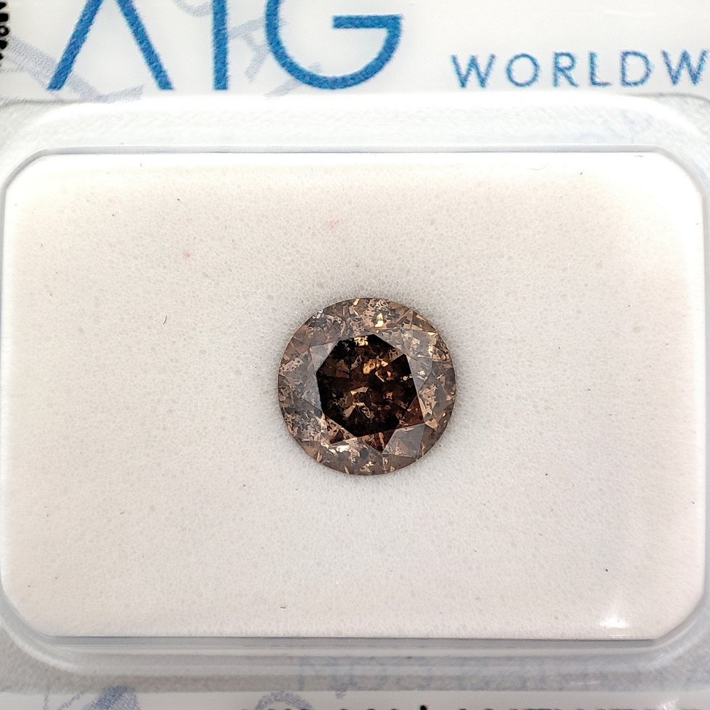 Diamant 0.92 ct Rund Fancy Yellowish Brown I1 NO RESERVE