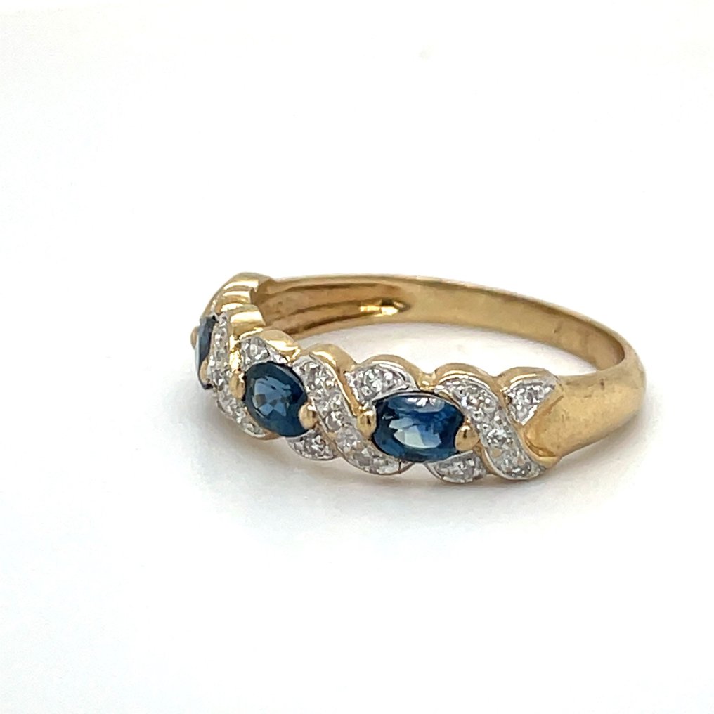 10 kt. Gold - Ring Sapphire - Diamond - Catawiki