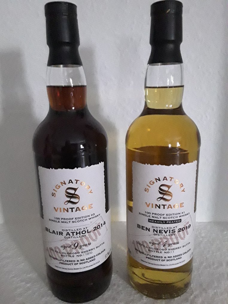 Ben Nevis 2019 4yo + Blair Athol 2014 9yo 100 Proof Edition 1 + 3 Signatory Vintage b