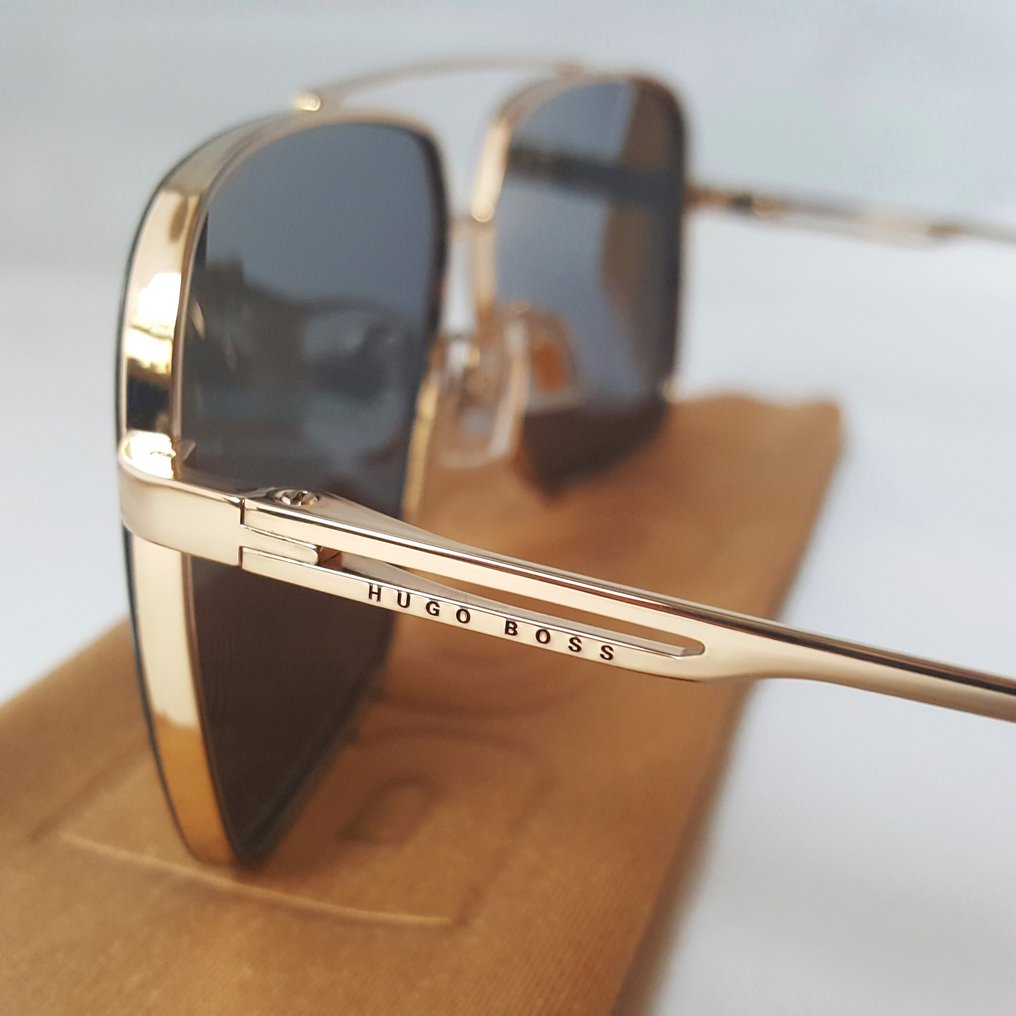 Hugo Boss Gold Aviator Premium Open Temples New Sunglasses