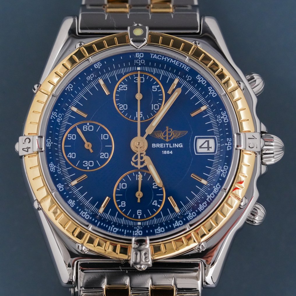 Breitling Chronomat chronograph Gold Steel Blue Dial B13048