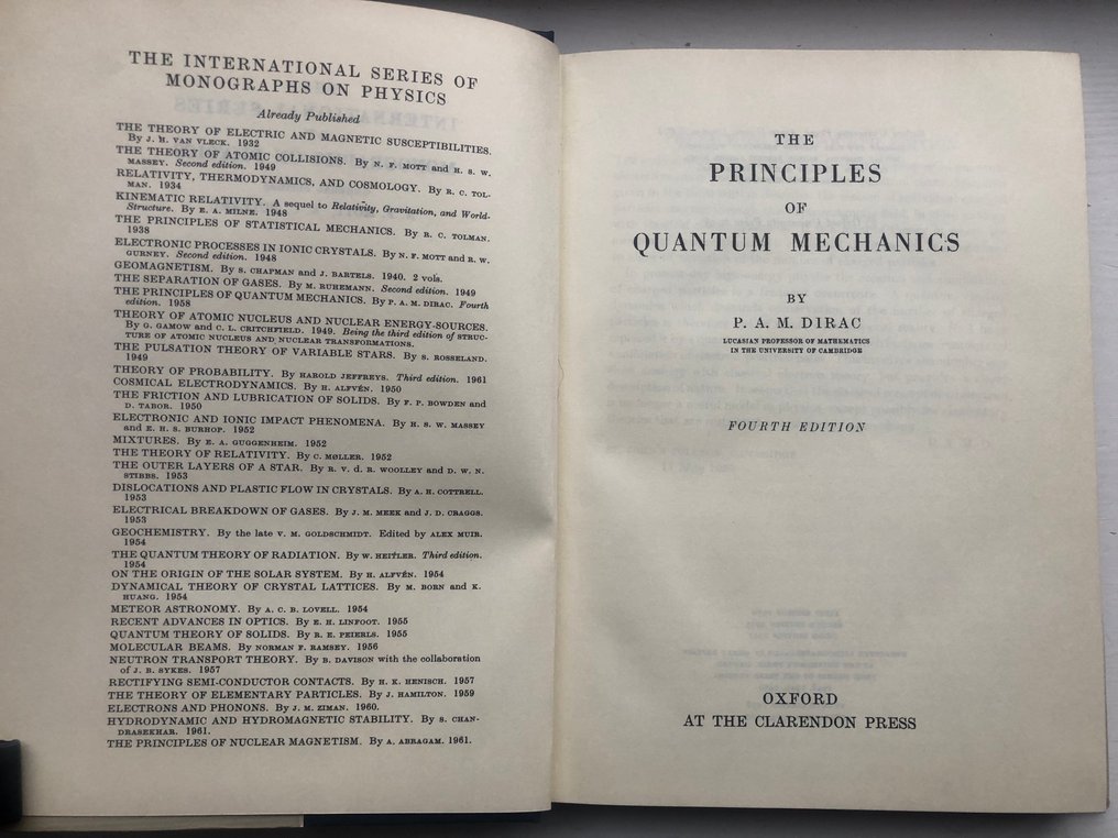 Paul dirac the principles of quantum mechanics 1962 catawiki