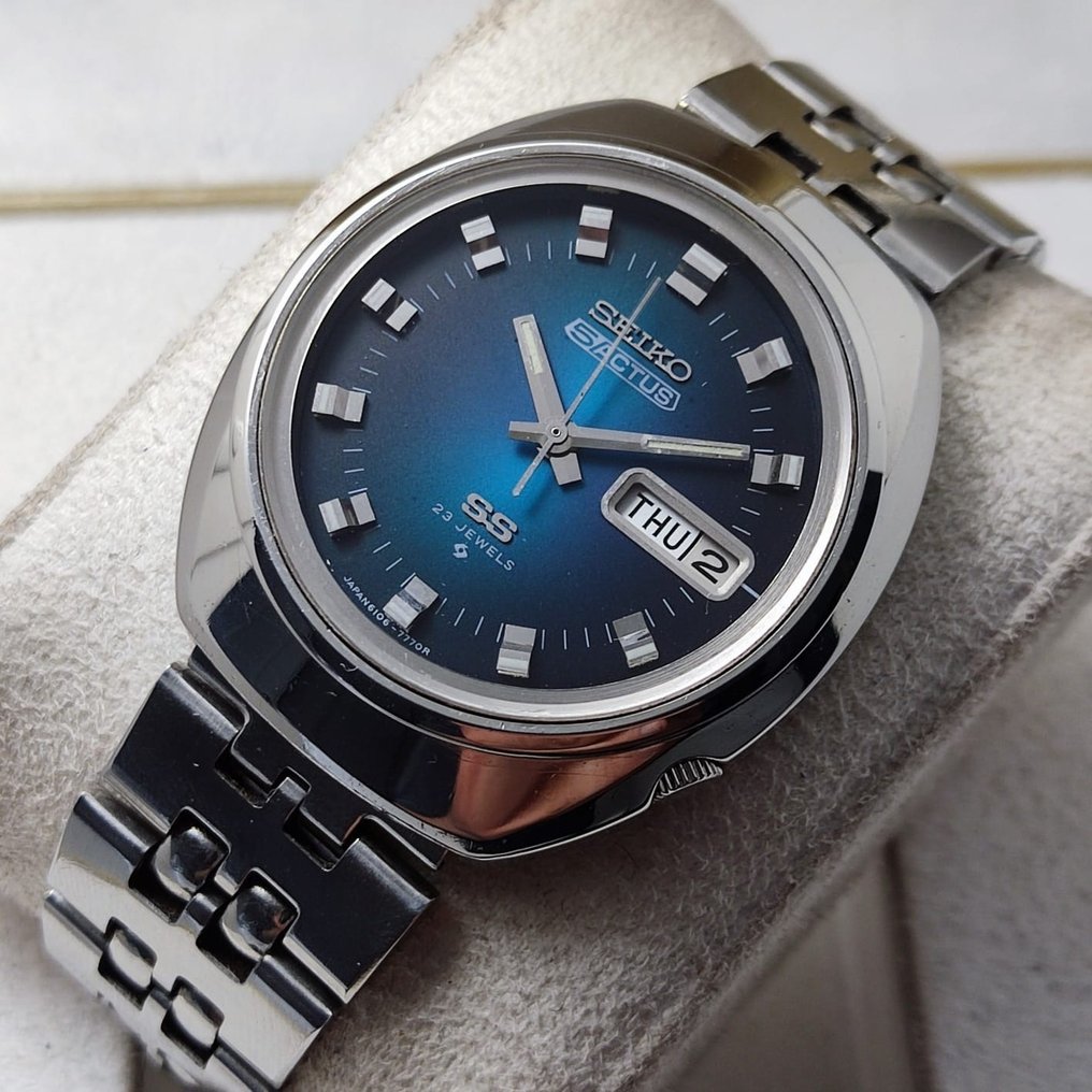 Seiko 5 Actus SS “Blue” Automatic Vintage Watch - 6106-7590 - Herre ...