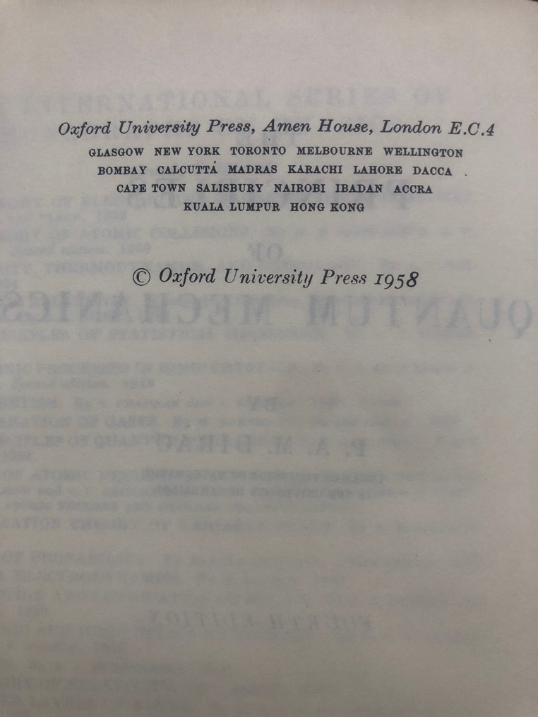 Paul dirac the principles of quantum mechanics 1962 catawiki