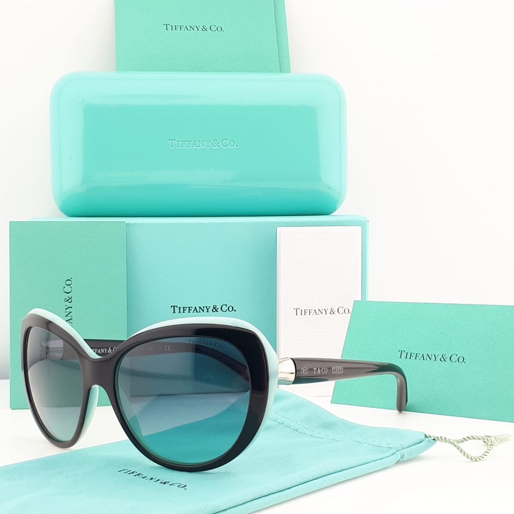 Tiffany Co. Cat Eye Tiffany Blue Black with Silver Tone T Co