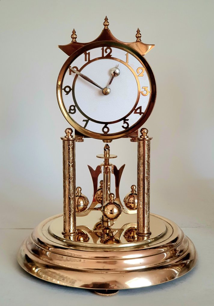 Clock Anniversary clock Koma brass glass art deco 19501960