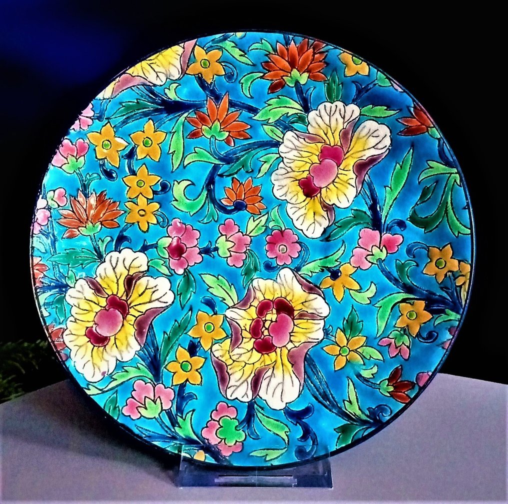 longwy-longwy-plate-d-cor-floral-japonisant-ceramic-catawiki