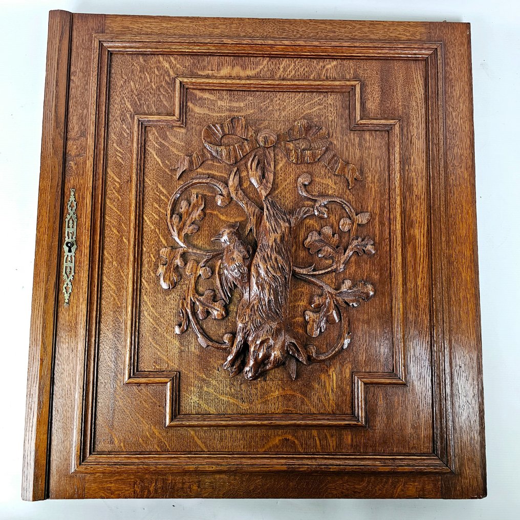 Exceptionally rare 19th century carved wooden relief panel depicting a ...