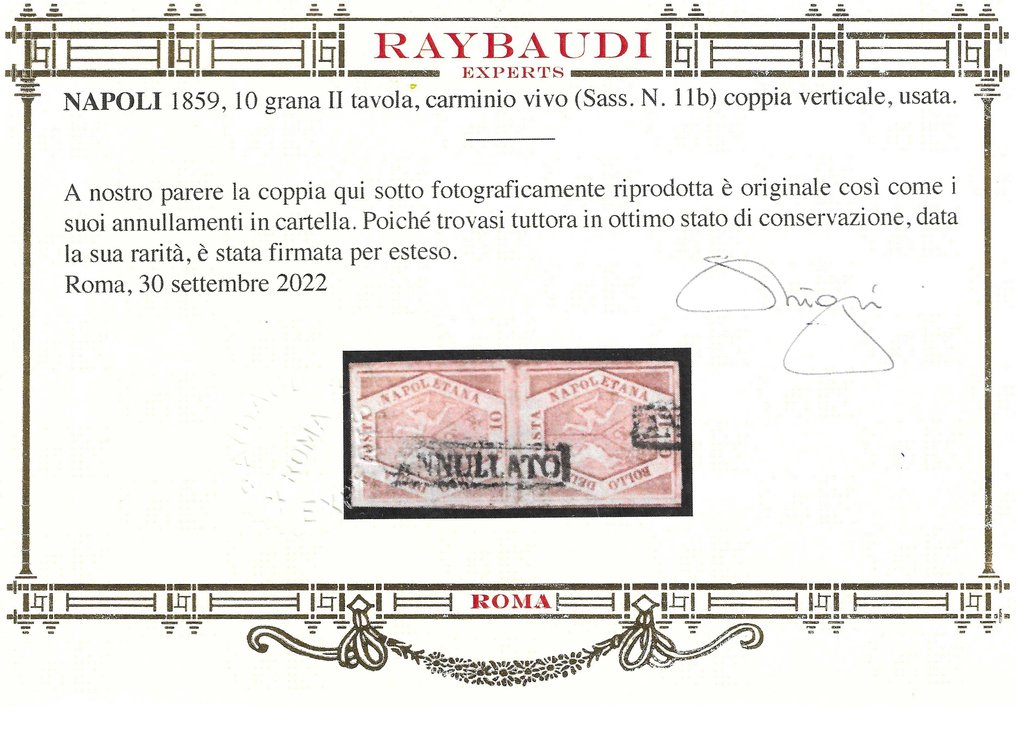 Italian Ancient States - Naples 1859 - vertical pair 10 grain II bright