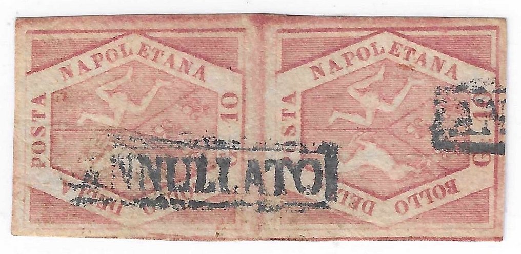 Italian Ancient States - Naples 1859 - vertical pair 10 grain II bright