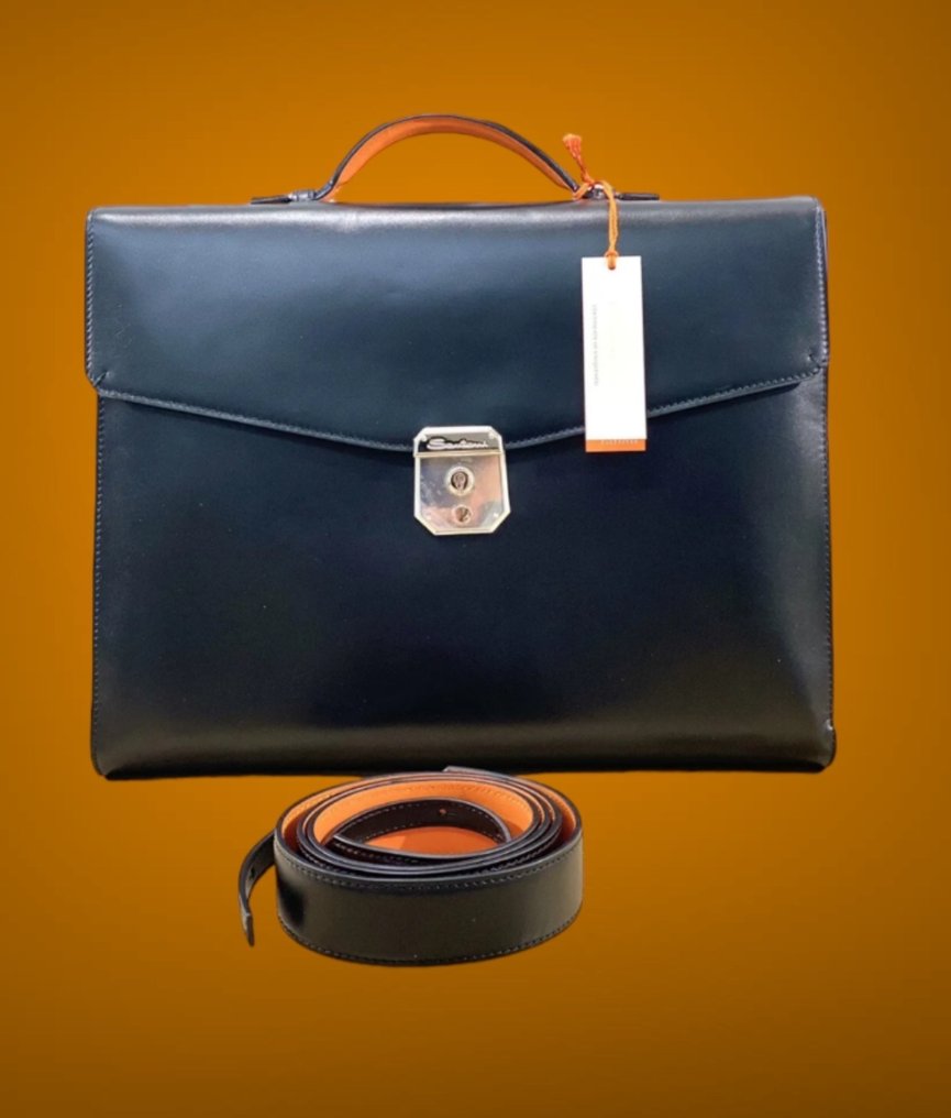 Santoni Bag croco and leather Professional Man Santoni Black