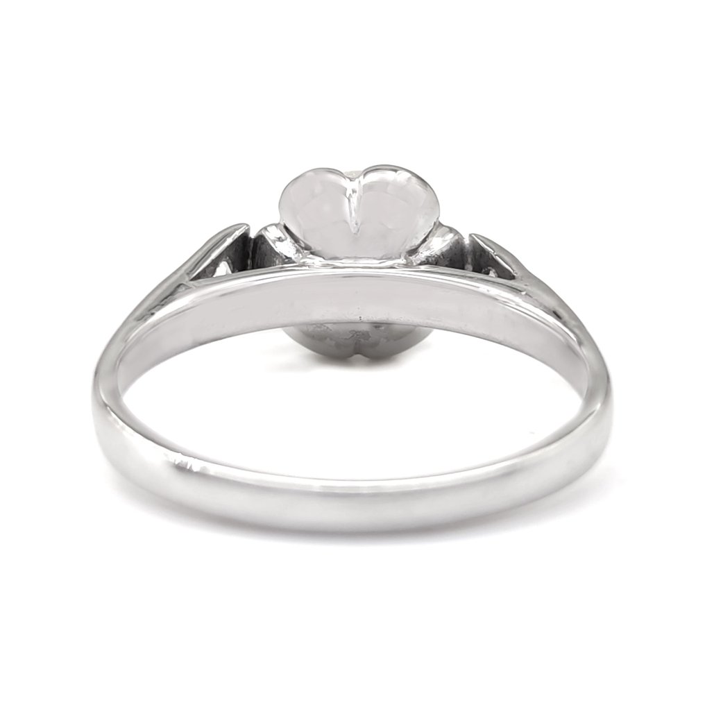 18 carats Or blanc Bague 0.01 ct Diamant Perle Akoya 7 70
