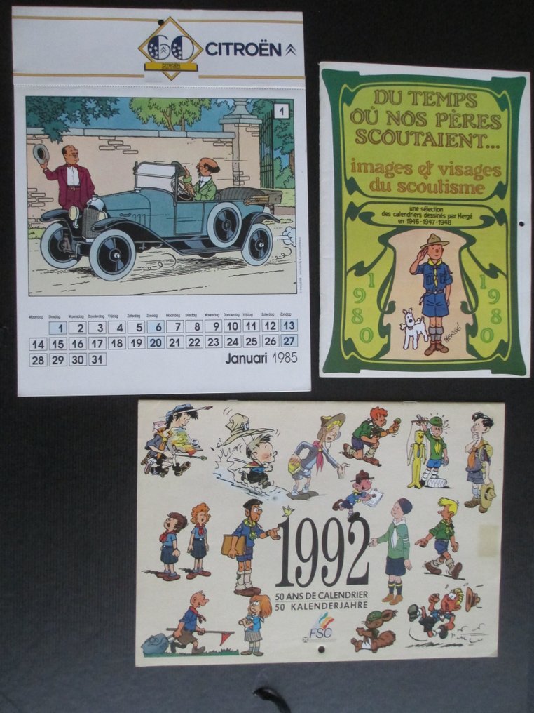 Tintin - Ensemble de 3 calendriers - 3 calendars - 1980/1992 - Catawiki