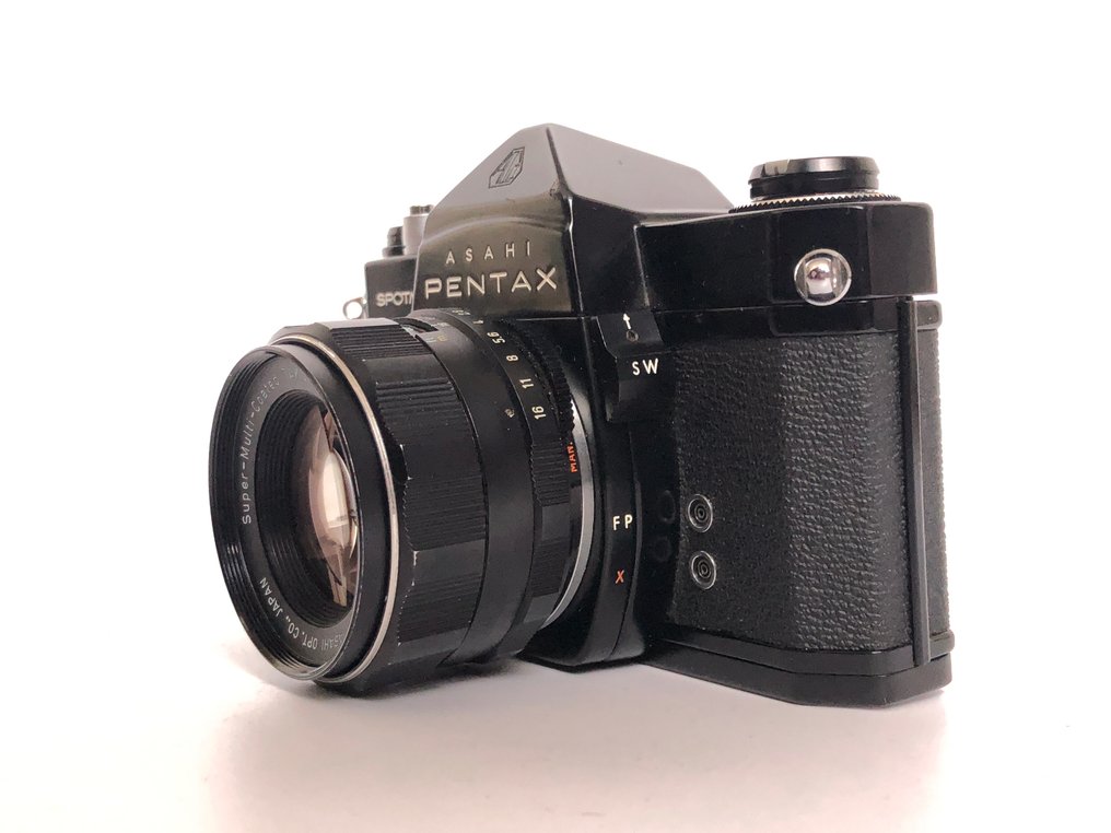 Pentax Spotmatic black paint set + box + 55mm +28mm +135mm +200mm