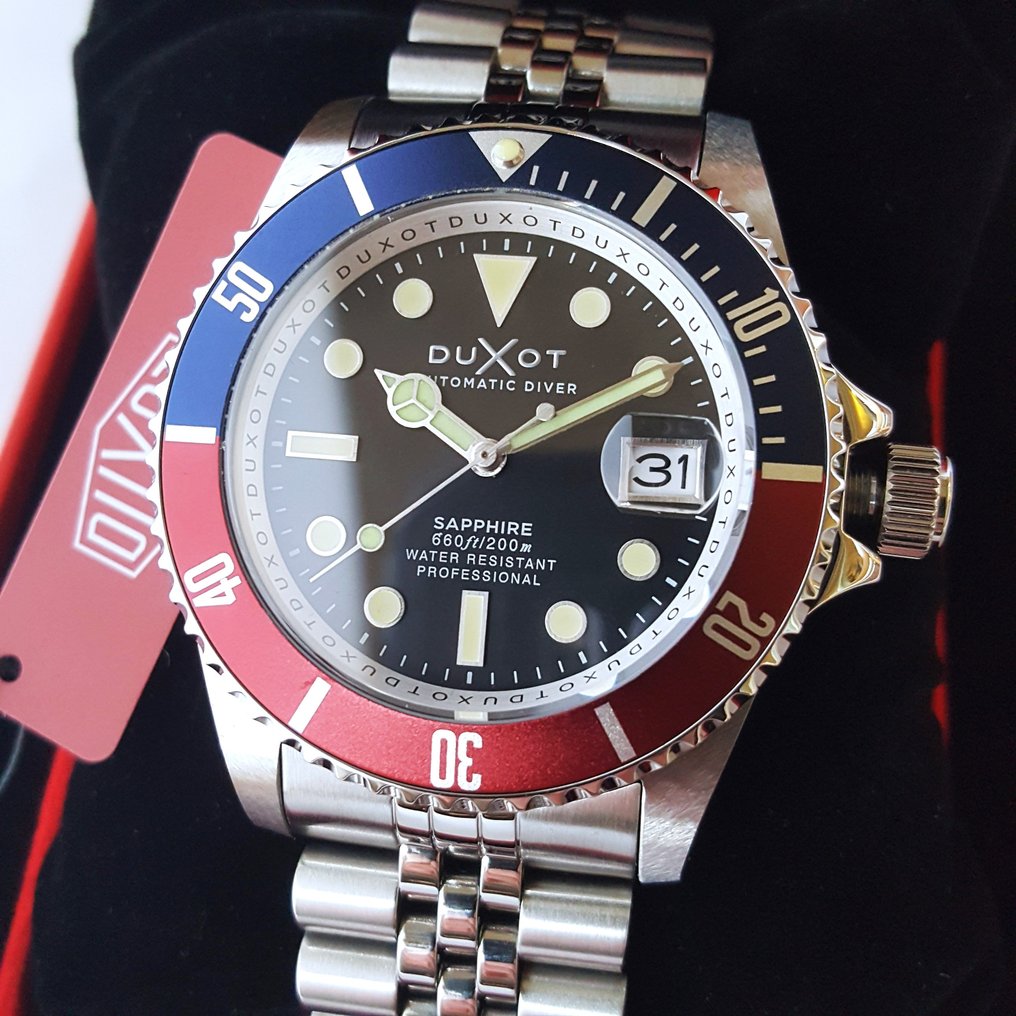 Duxot Automatic Atlantica 24 Jewels Pepsi Diver No