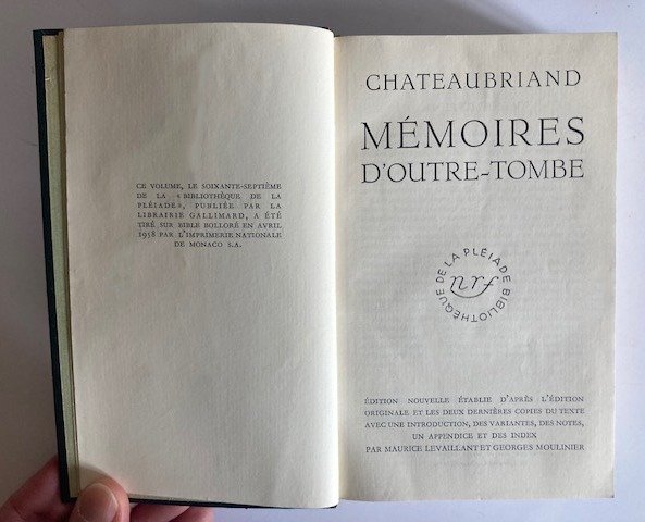 Chateaubriand Mémoires D'outre-tombe Extrait Un Soir Je Lisais Chateaubriand - Mémoires d'Outre-Tombe - Vol. 1 et 2 - 1958 - Catawiki