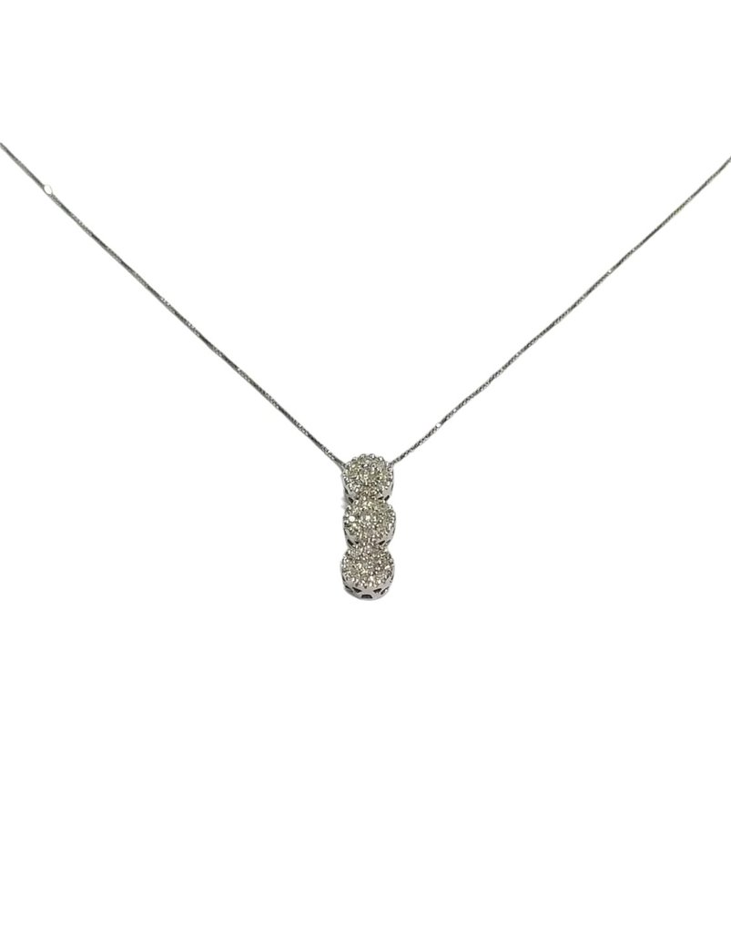 18 kt. White gold - Necklace with pendant - 1.02 ct Diamond - Diamond ...