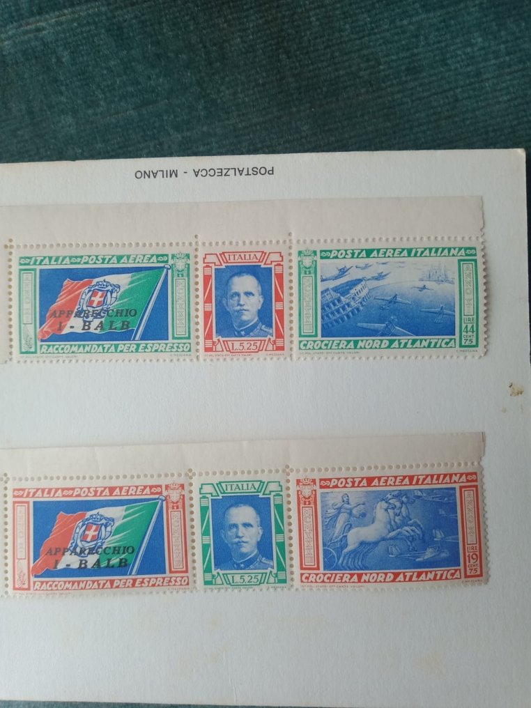 Italia Regno 1932 Trittico crociera nord atlantica apparecchio IBalb
