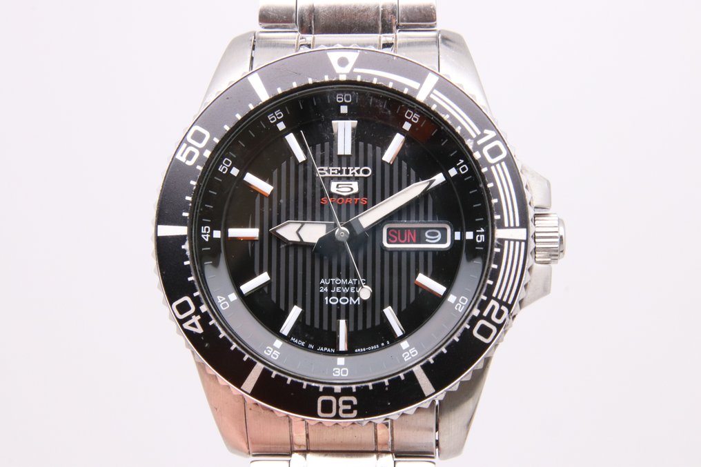 Seiko M nd Afsluttet 5 Sports SRP553J Sort automatisk dykker