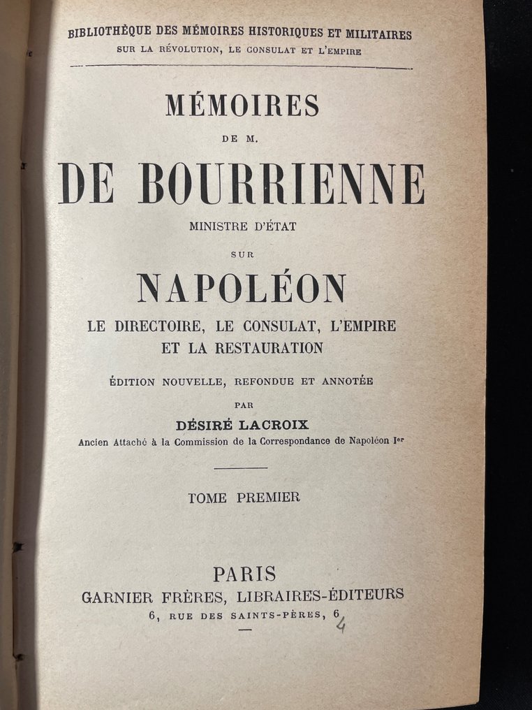 Louis Antoine Fauvelet de Bourienne Mémoires de M.de Bourrienne