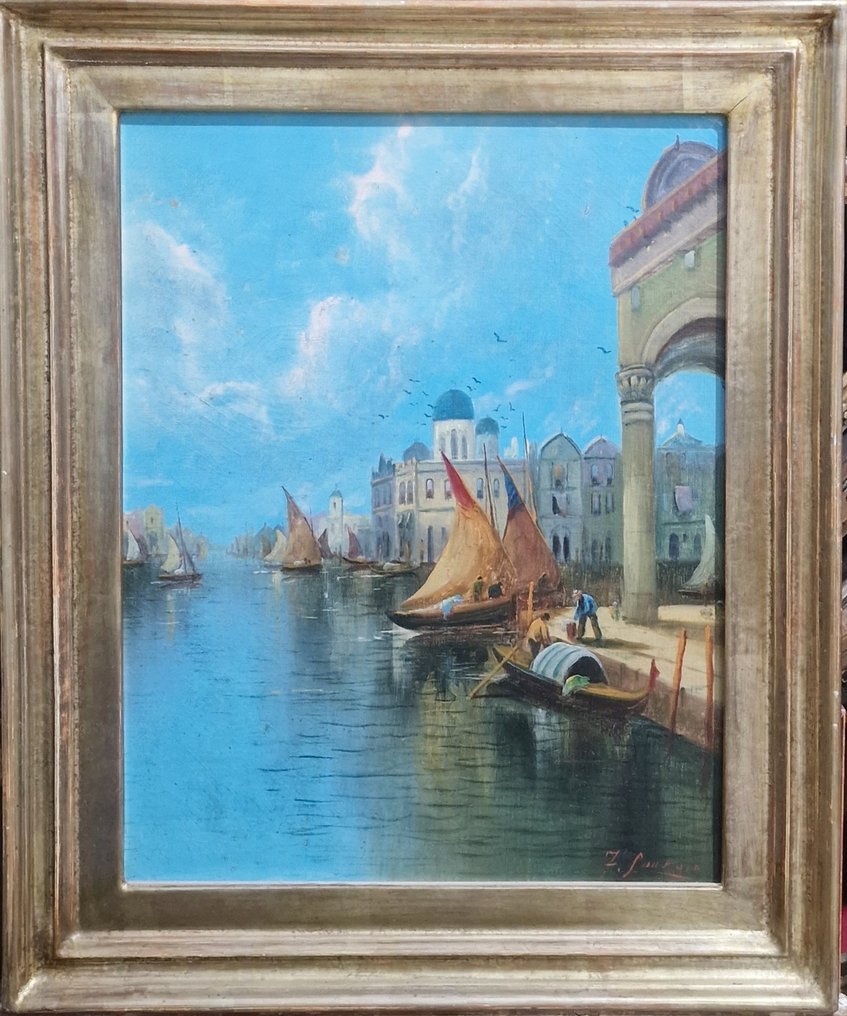 Scuola italiana (XIX) (Firmato F. Santoro) Venezia Catawiki