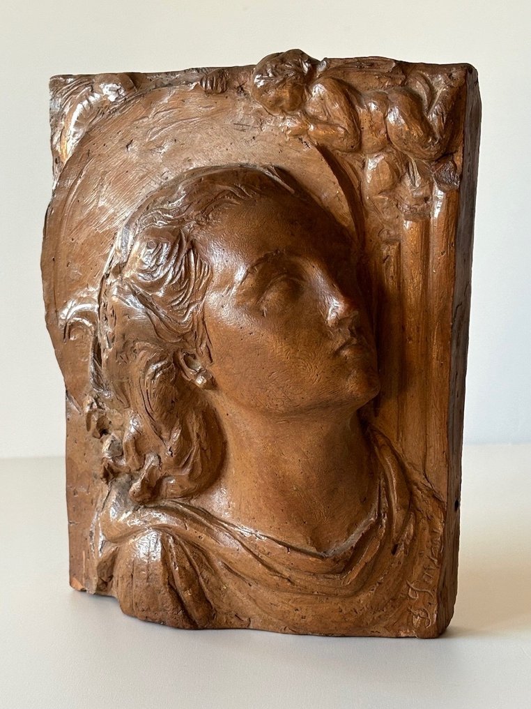 Dante Parini (18901969) sculptuur, Madonna con angelo 20.5 cm