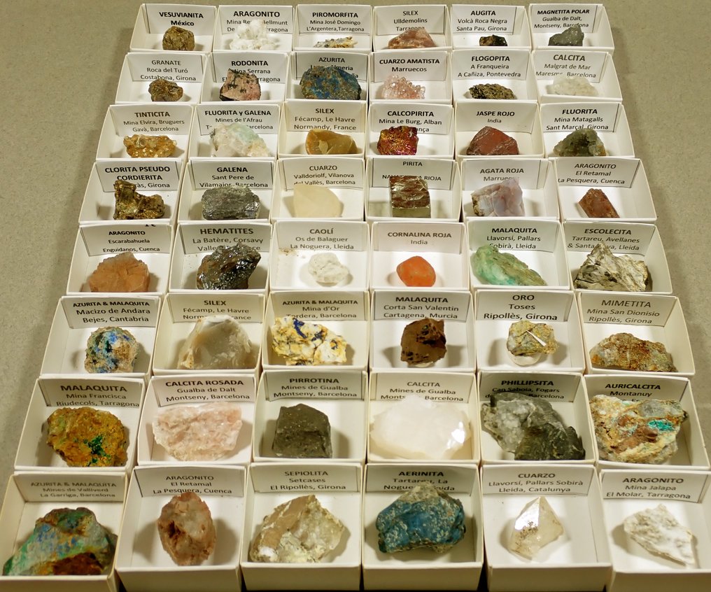Collezione di minerali - Altezza: 25 cm - Larghezza: 20 cm- 900 g - (48) -  Catawiki