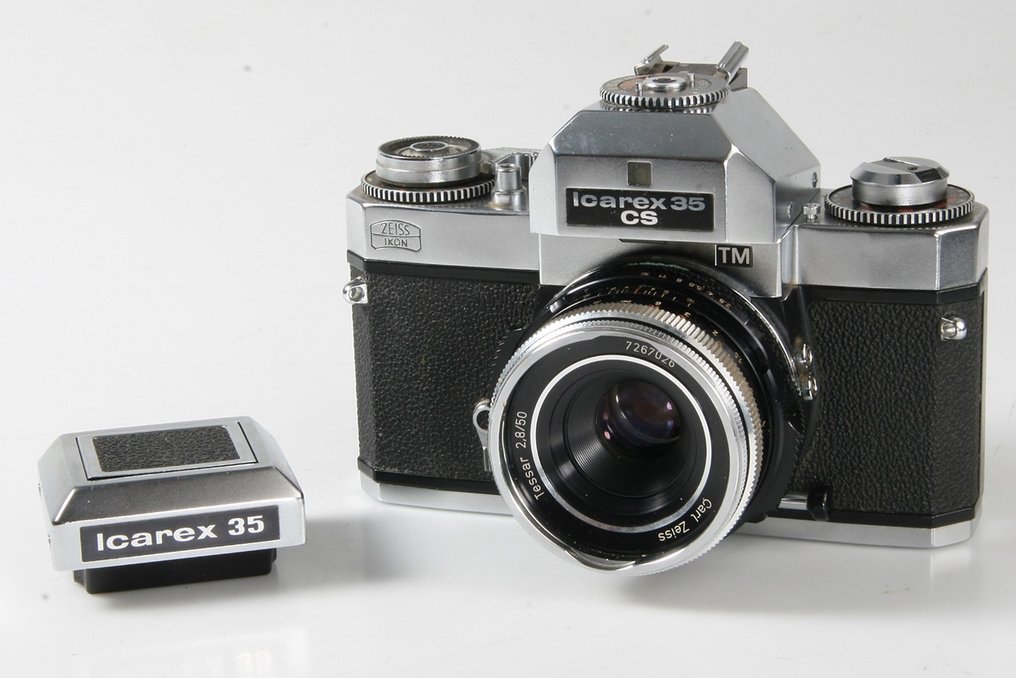 Zeiss Ikon Icarex 35CS TM + Tessar 2,850mm + extra lichtkapzoeker