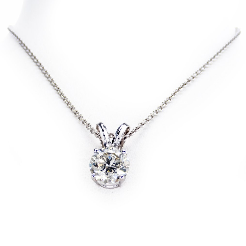 1 04 Ct VS1 Round Diamond Pendant 14 Karaat Witgoud Ketting Met 1-04-ct-vs1-round-diamond-pendant-14-karaat-witgoud-ketting-met