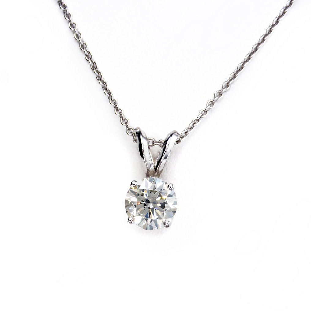 1 04 Ct VS1 Round Diamond Pendant 14 Karaat Witgoud Ketting Met 1-04-ct-vs1-round-diamond-pendant-14-karaat-witgoud-ketting-met
