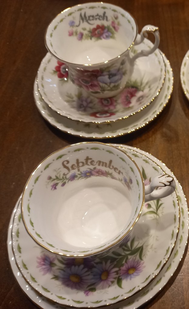 Tea Cups And Saucers Set Of 6, 8 Oz Porcelain Floral