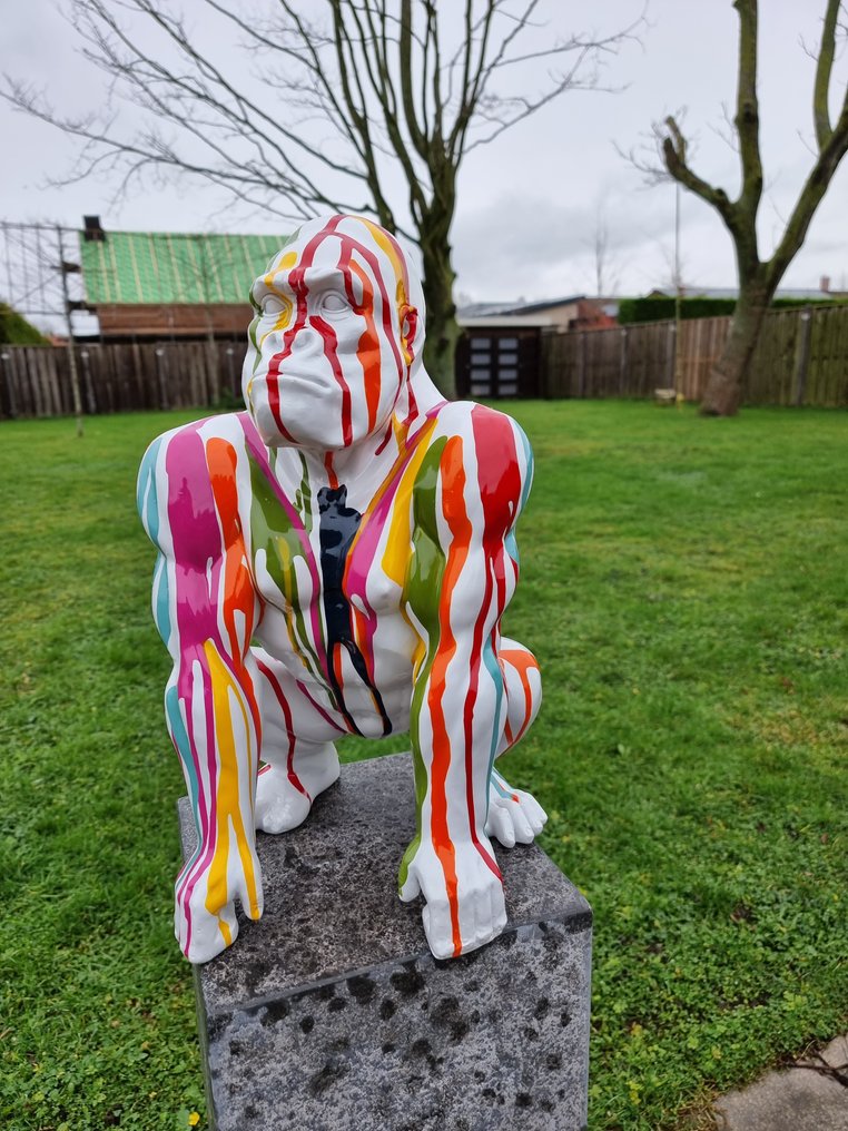 Statue, XL Art Gorilla Drip Paint 44 cm Resin Catawiki
