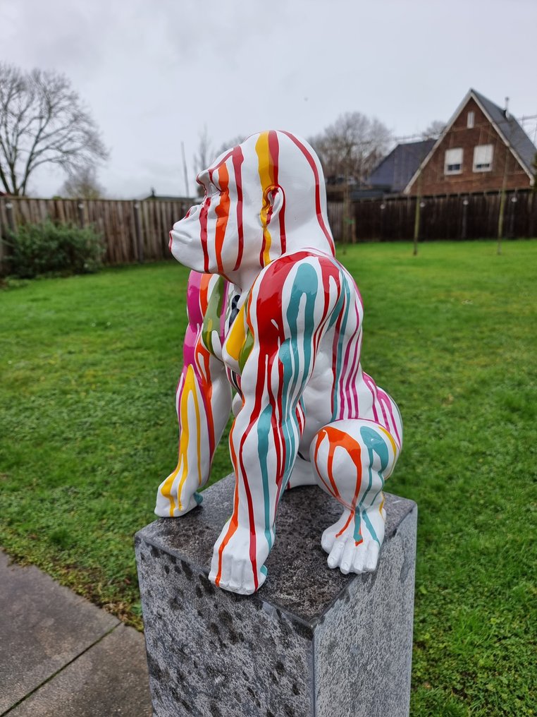 Statue, XL Art Gorilla Drip Paint 44 cm Resin Catawiki