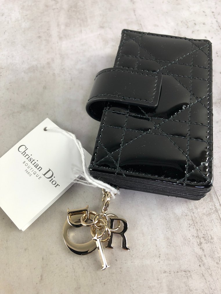 Lady dior calfskin card holder on sale