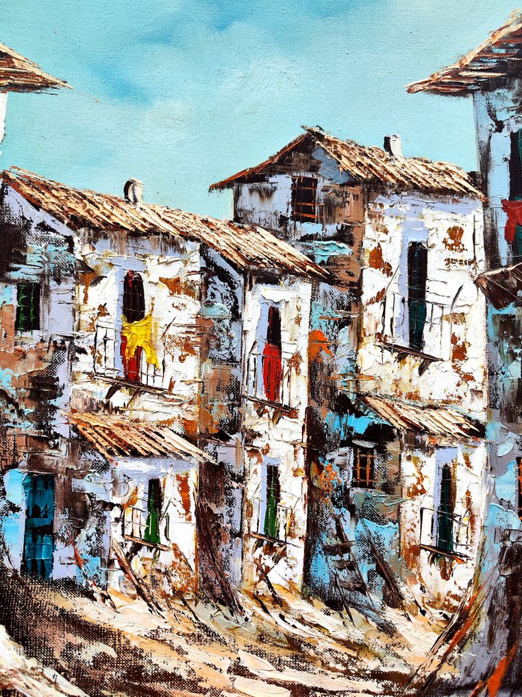 Escuela valenciana XX Casas blancas con ropa tendida Catawiki
