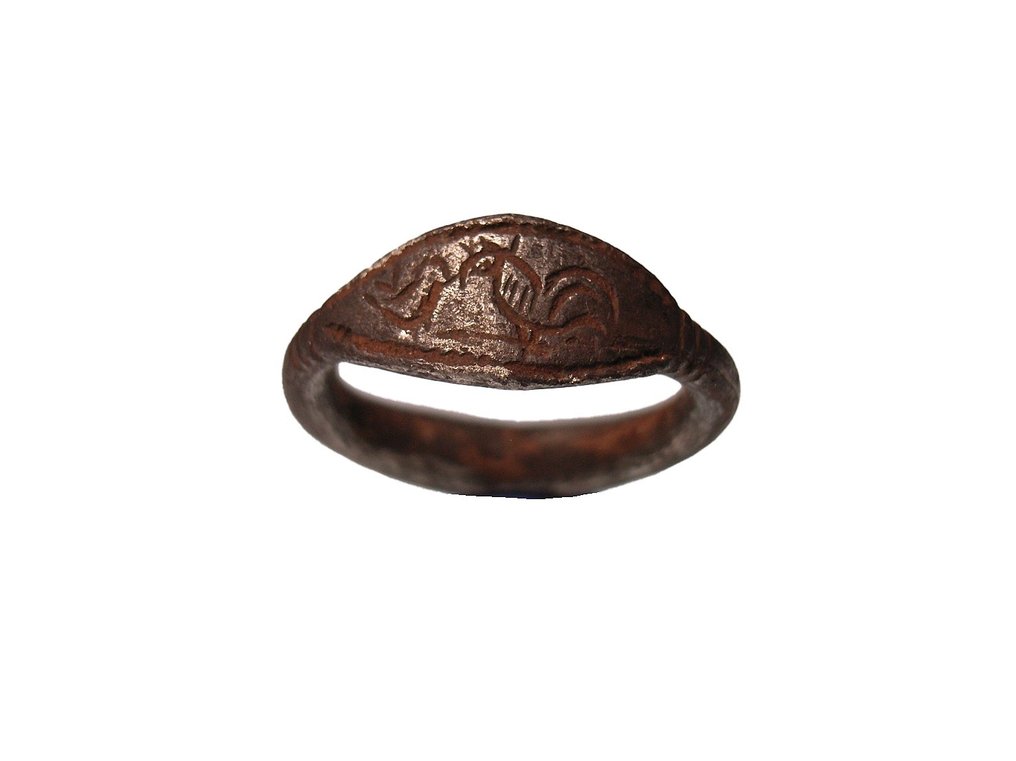 Romain antique Bague romaine d cor d oiseau coq de la collection