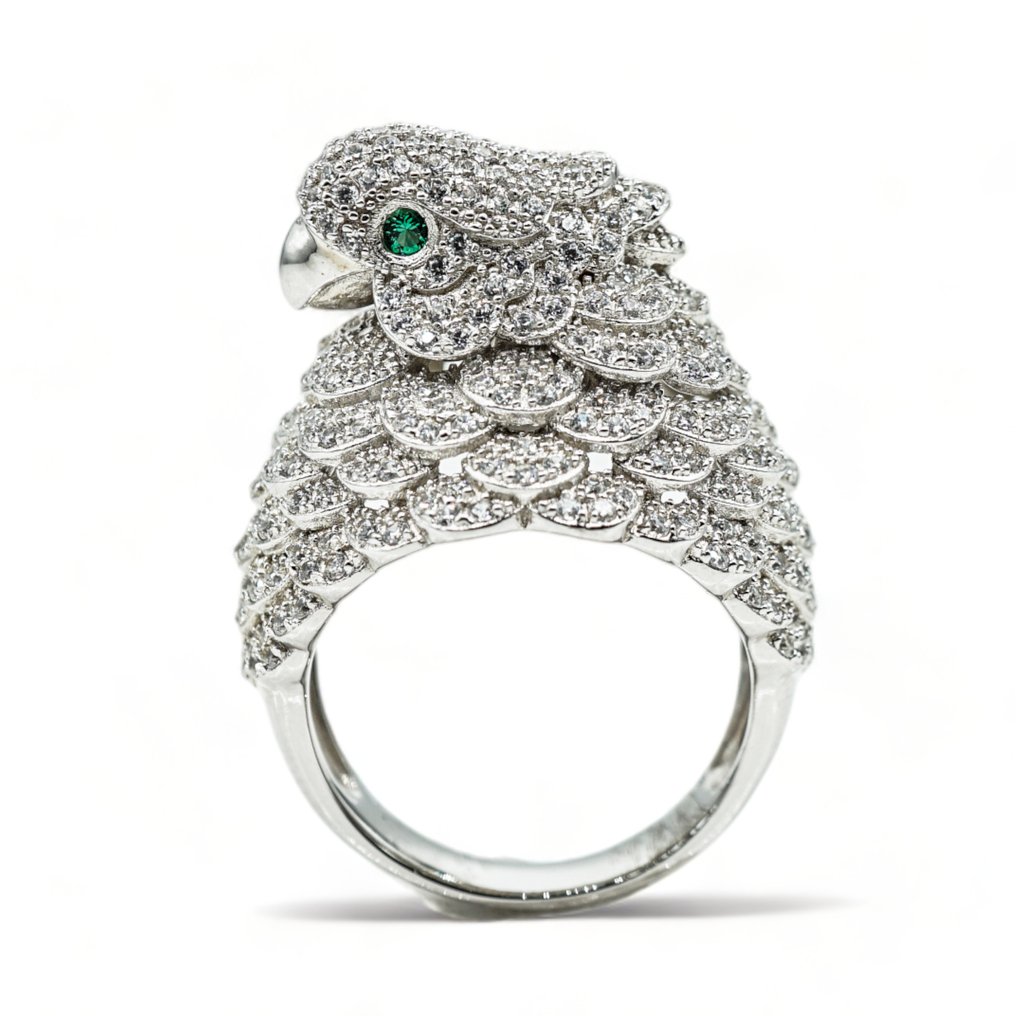 NO RESERVE PRICE - 925 Silver - Ring Emerald - Quartz - Catawiki