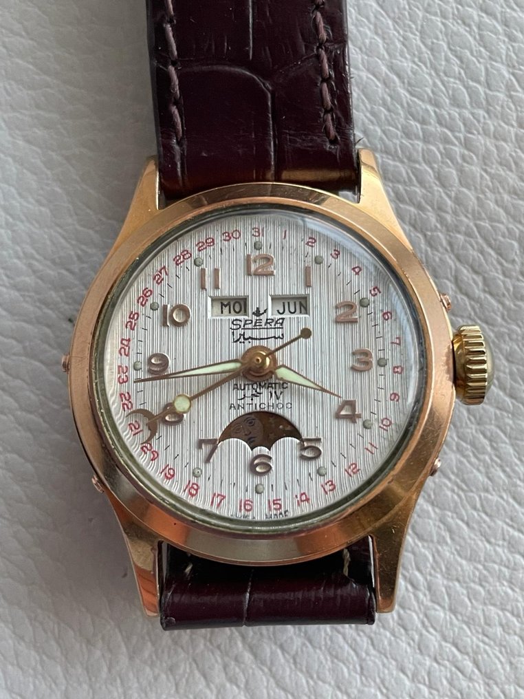 SPERA Triple Date MoonPhase Automatic Watch Felsa 693 Bidynator
