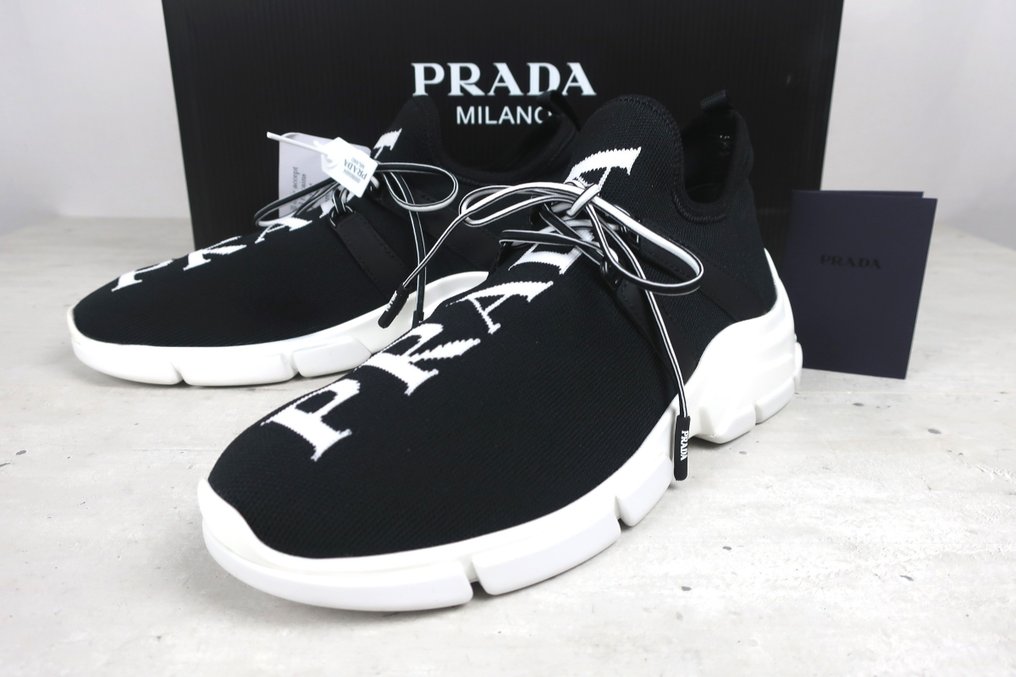 Prada knit logo shop sneakers